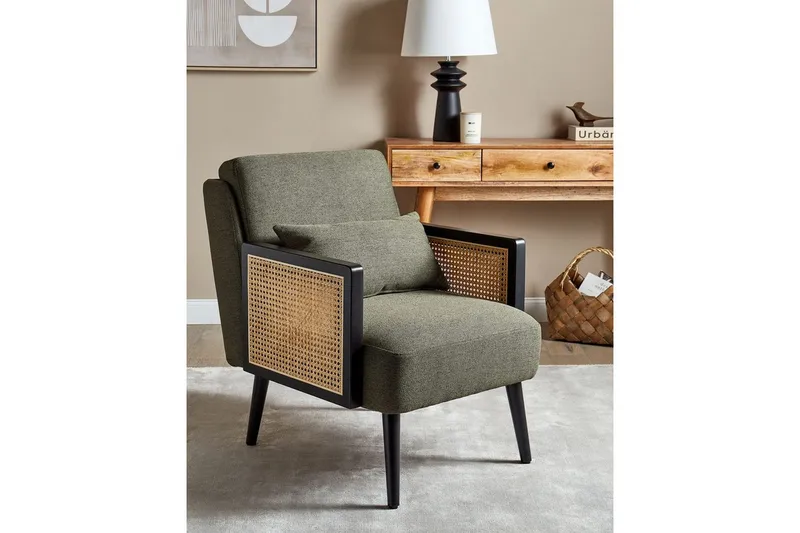 Lænestol Orum - Grønt, lyst træ, sort - Møbler - Stole & lænestole - Lænestole