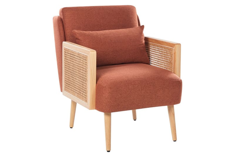 Lænestol Orum - Orange, lyst træ - Møbler - Stole & lænestole - Lænestole