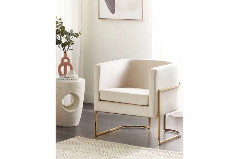 Lænestol Sirkka - Beige, guld - Møbler - Stole & lænestole - Lænestole