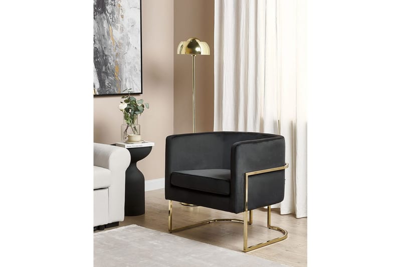 Lænestol Sirkka - Sort, guld - Møbler - Stole & lænestole - Lænestole