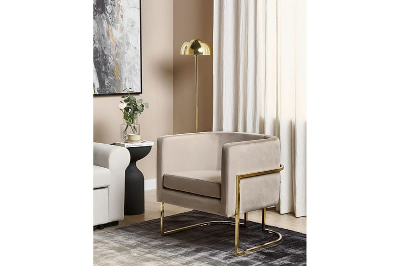 Lænestol Sirkka - Taupe, guld - Møbler - Stole & lænestole - Lænestole