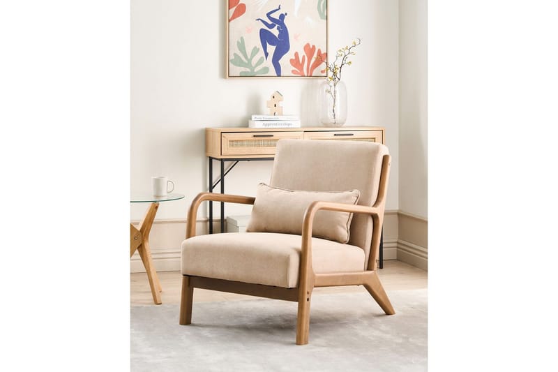 Lænestol Skovde - Beige, lyst træ - Møbler - Stole & lænestole - Lænestole