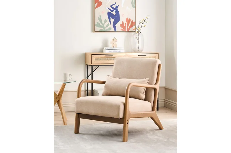 Lænestol Skovde - Beige, lyst træ - Møbler - Stole & lænestole - Lænestole