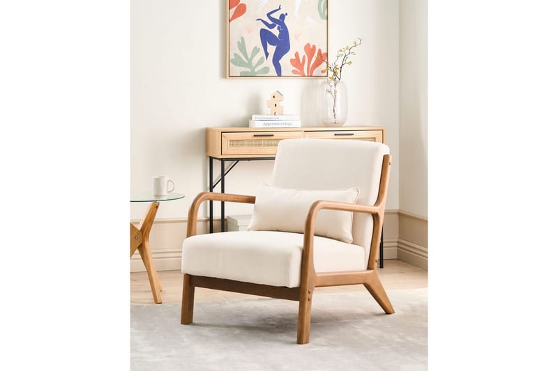 Lænestol Skovde - Lys beige, lyst træ - Møbler - Stole & lænestole - Lænestole
