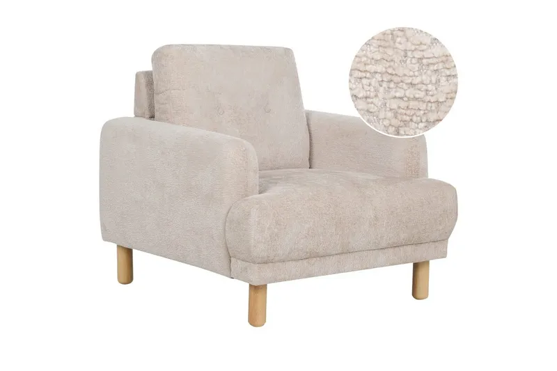 Lænestol Tuve, Beige, lyst træ/Bouclé