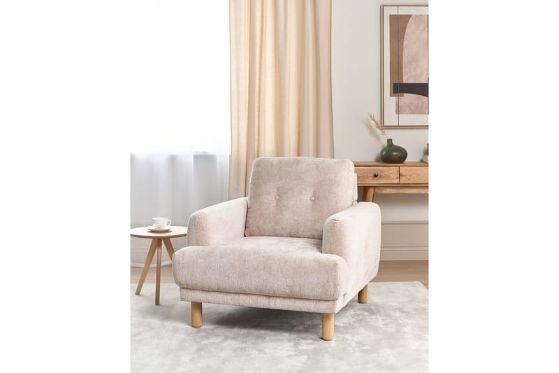 Lænestol Tuve - Beige, lyst træ/Bouclé - Møbler - Stole & lænestole - Lænestole
