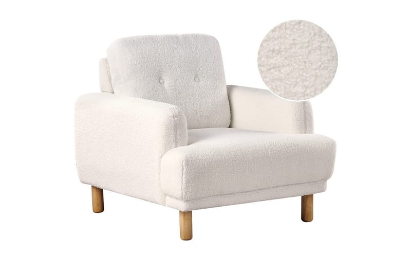 Lænestol Tuve, Hvid, lyst træ/Bouclé