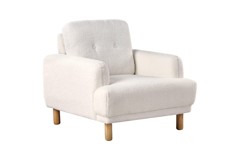 Lænestol Tuve - Hvid, lyst træ/Bouclé - Møbler - Stole & lænestole - Lænestole