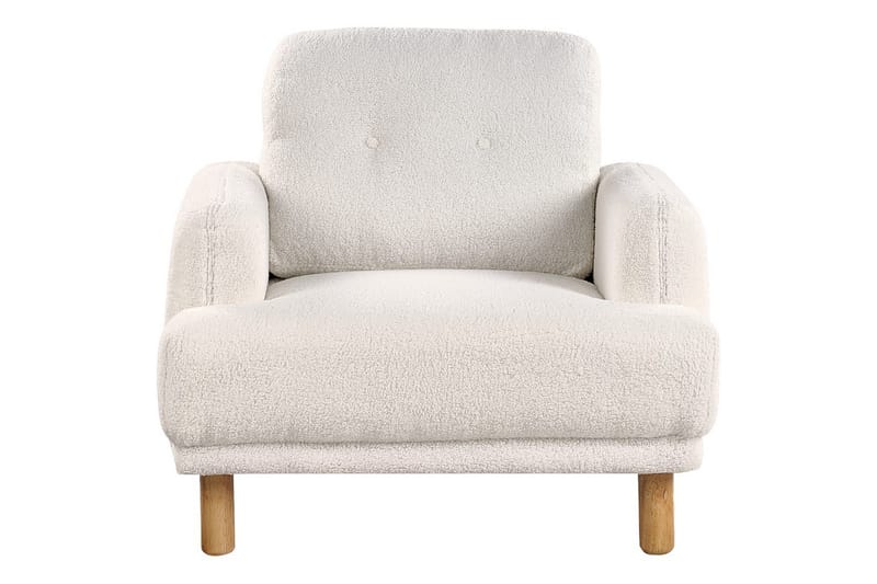 Lænestol Tuve - Hvid, lyst træ/Bouclé - Møbler - Stole & lænestole - Lænestole