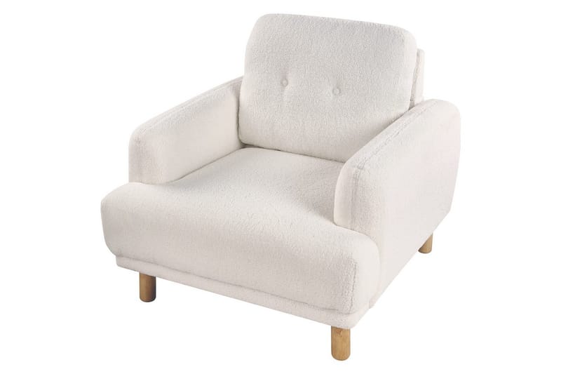 Lænestol Tuve - Hvid, lyst træ/Bouclé - Møbler - Stole & lænestole - Lænestole
