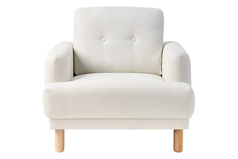 Lænestol Tuve - Hvid, lyst træ/Polyester - Møbler - Stole & lænestole - Lænestole