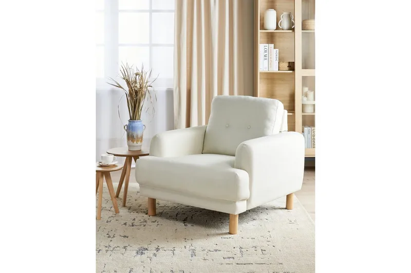 Lænestol Tuve - Hvid, lyst træ/Polyester - Møbler - Stole & lænestole - Lænestole