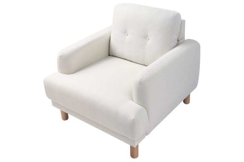 Lænestol Tuve - Hvid, lyst træ/Polyester - Møbler - Stole & lænestole - Lænestole
