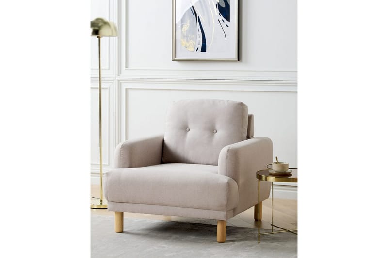Lænestol Tuve - Taupe, lyst træ/Polyester - Møbler - Stole & lænestole - Lænestole