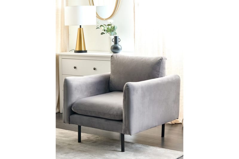 Lænestol Vinterbro - Grå, sort/Fløjl - Møbler - Stole & lænestole - Lænestole