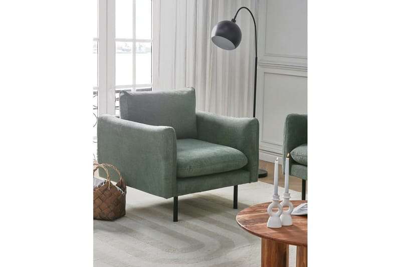 Lænestol Vinterbro - Grøn, Sort/Polyester - Møbler - Stole & lænestole - Lænestole