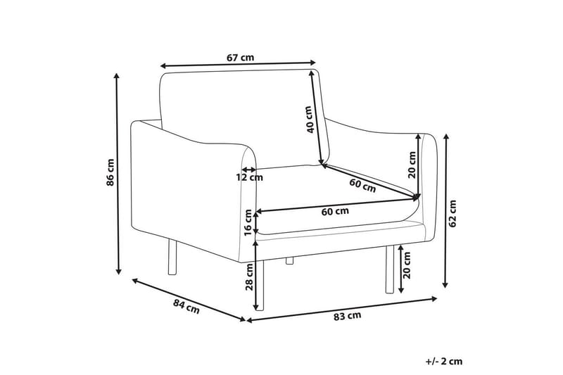 Lænestol Vinterbro - Lys beige, sort/Velvet, Lys beige, sort/Fløjl - Møbler - Stole & lænestole - Lænestole