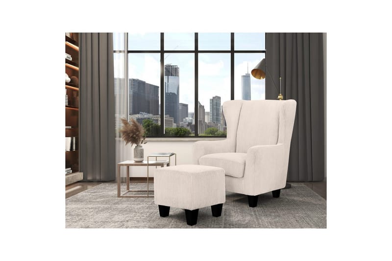 Lænestol Zhili Creme - Creme - Møbler - Stole & lænestole - Lænestole - Øreklapstol