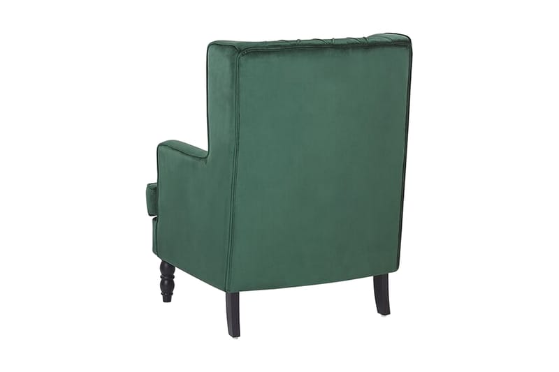 Auset Lænestol med Puf - Grøn/Velour - Øreklapstol - Lænestol med fodskammel