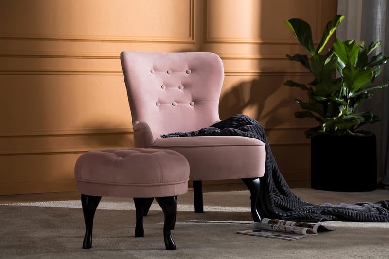 Dahlia Lænestol - Lys Rosa Velour - Møbler - Stole & lænestole - Lænestole - Øreklapstol