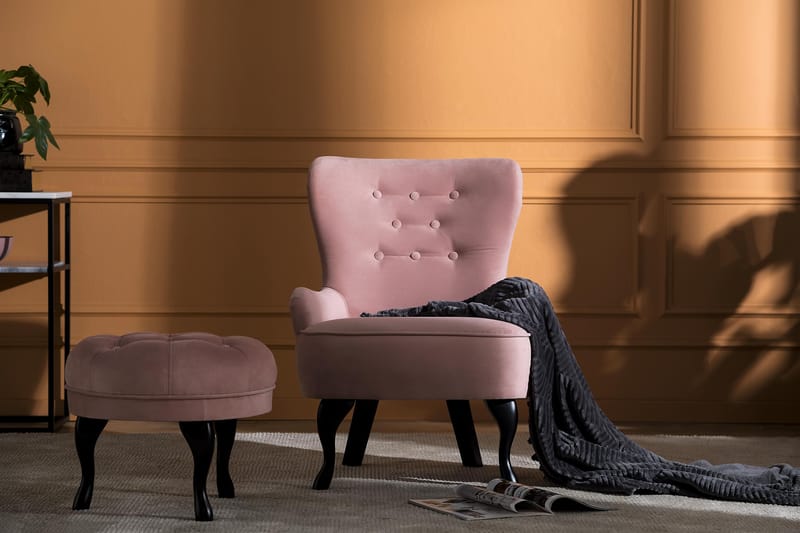 Dahlia Lænestol - Lys Rosa Velour - Møbler - Stole & lænestole - Lænestole - Øreklapstol