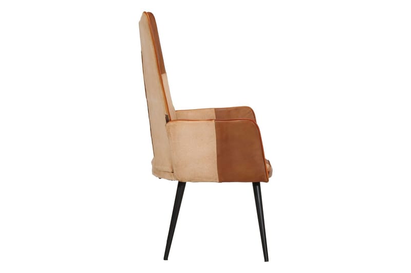 lænestol ægte læder brun og cremefarvet - Creme - Øreklapstol