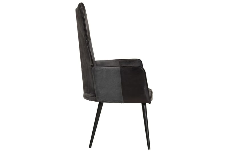 lænestol ægte læder sort og grå - Sort - Øreklapstol