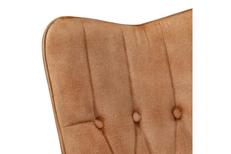 lænestol med fodskammel kanvas brun - Brun - Øreklapstol