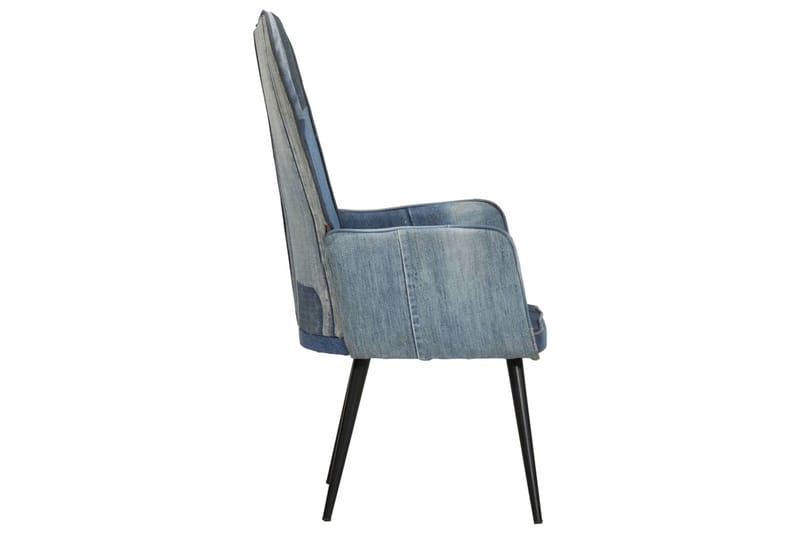 lænestol med vingeryglæn kanvas patchwork denim - Blå - Øreklapstol