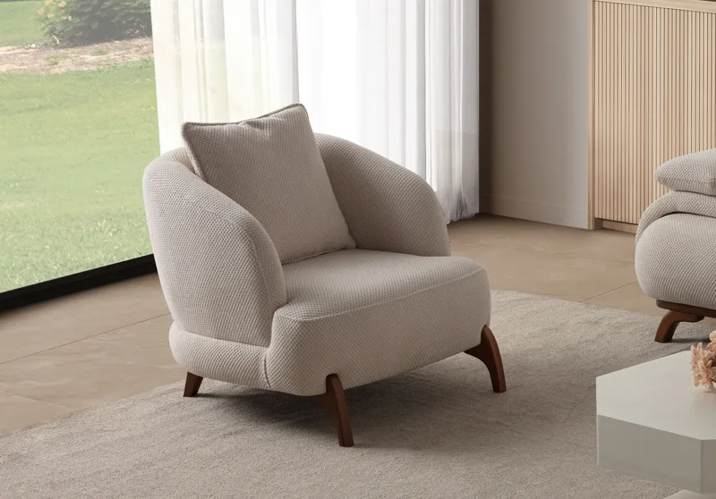 Øreklapstol Atelier Del Sofa Bonjo Walnut (80 x 78 x 80 cm) Beige - Beige - Møbler - Stole & lænestole - Lænestole - Øreklapstol