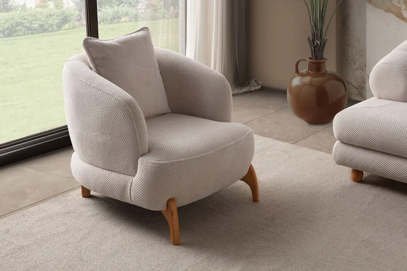Øreklapstol Atelier Del Sofa Gloria (81 x 76 x 81 cm) Beige - Beige - Møbler - Stole & lænestole - Lænestole - Øreklapstol
