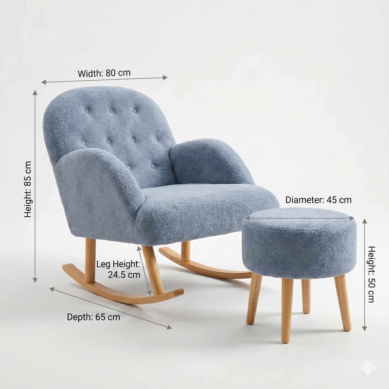 Øreklapstol- og pufsæt (2 dele) Atelier Del Sofa Dugmeli (80 x 85 x 65 cm) Grå - Møbler - Stole & lænestole - Lænestole
