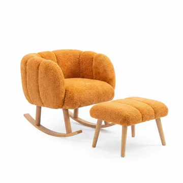 Øreklapstol- og pufsæt (2 dele) Atelier Del Sofa Lotus (70 x 94 x 42 cm) Orange