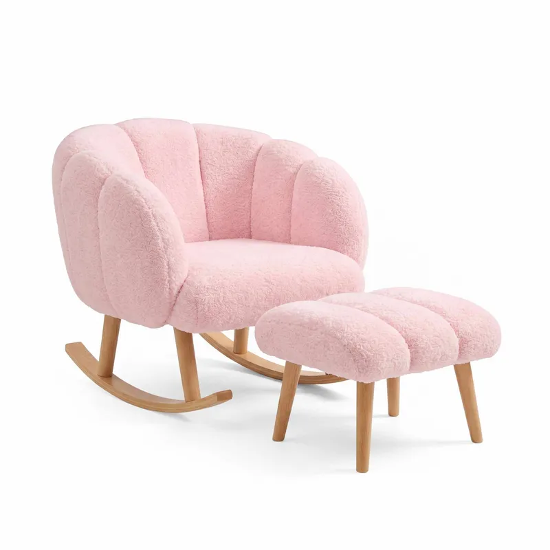 Øreklapstol- og pufsæt (2 dele) Atelier Del Sofa Lotus (70 x 94 x 42 cm) Lyserød, undefined