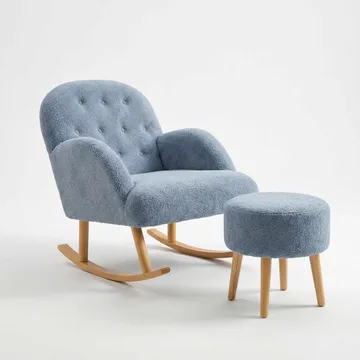 Øreklapstol- og pufsæt (2 dele) Atelier Del Sofa Dugmeli (80 x 85 x 65 cm) Grå