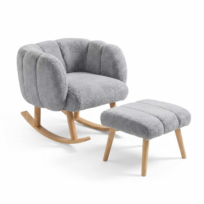 Øreklapstol- og pufsæt (2 dele) Atelier Del Sofa Lotus (70 x 94 x 42 cm) Grå, undefined