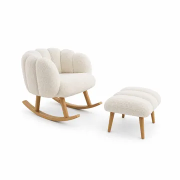 Øreklapstol- og pufsæt (2 dele) Atelier Del Sofa Lotus (70 x 94 x 42 cm) Hvid