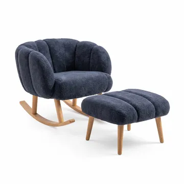 Øreklapstol- og pufsæt (2 dele) Atelier Del Sofa Lotus (70 x 94 x 42 cm) Antracit