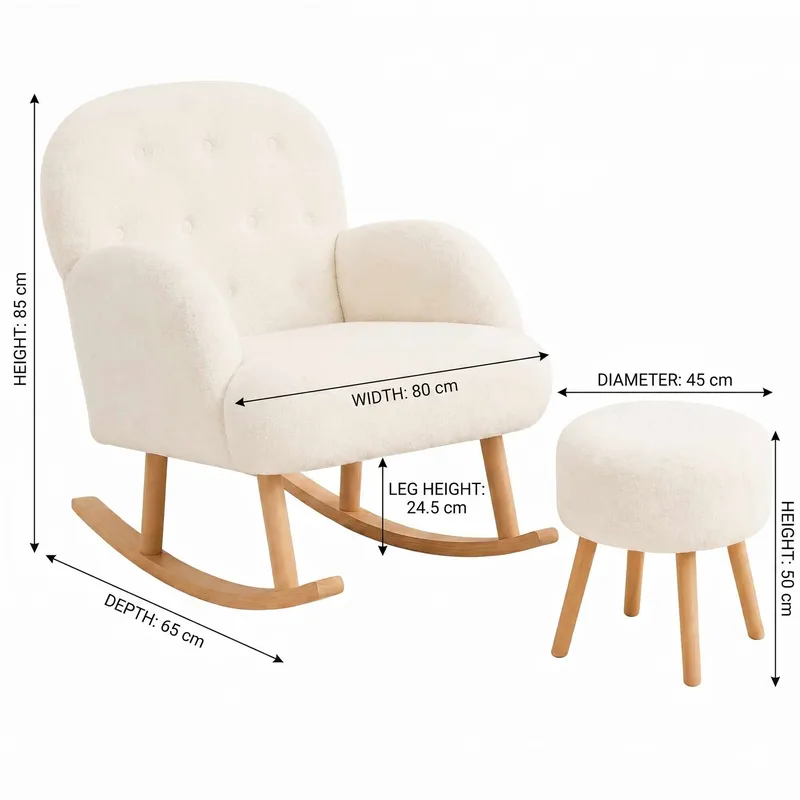 Øreklapstol- og pufsæt (2 dele) Atelier Del Sofa Dugmeli (80 x 85 x 65 cm) Hvid - Møbler - Stole & lænestole - Lænestole