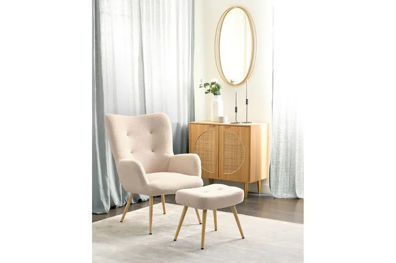 Øreklapstol Vejle - Rosa, mørkt træ - Møbler - Stole & lænestole - Lænestole - Øreklapstol