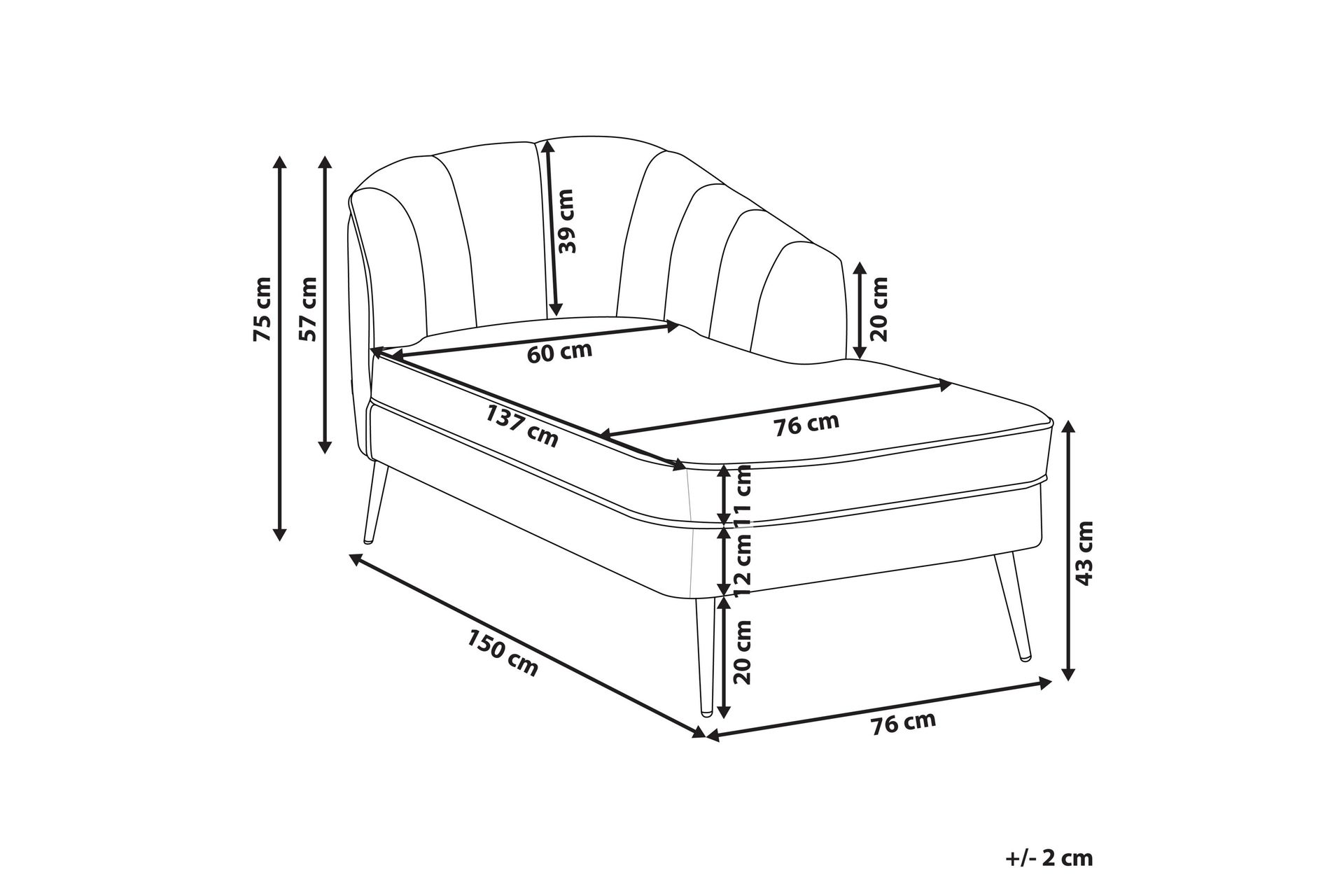 Allier Chaiselong 150 cm Højre - Sort/Grøn - Møbler - Stole & lænestole - Lænestole - Chaiselong lænestol & Divan lænesto