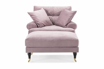 Andrew Lænestol med Puf Velour - Lilla/Messing - Møbler - Stole & lænestole - Lænestole - Lænestol med fodskammel