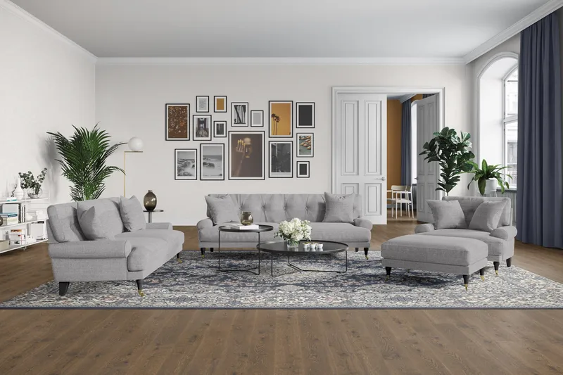 Andrew Loveseat - Lysegrå/Messing - Møbler - Stole & lænestole - Lænestole