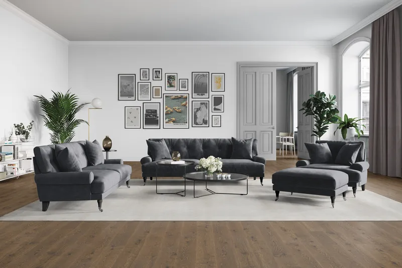 Andrew Loveseat Velour - Mørkegrå/Krom - Møbler - Stole & lænestole - Lænestole