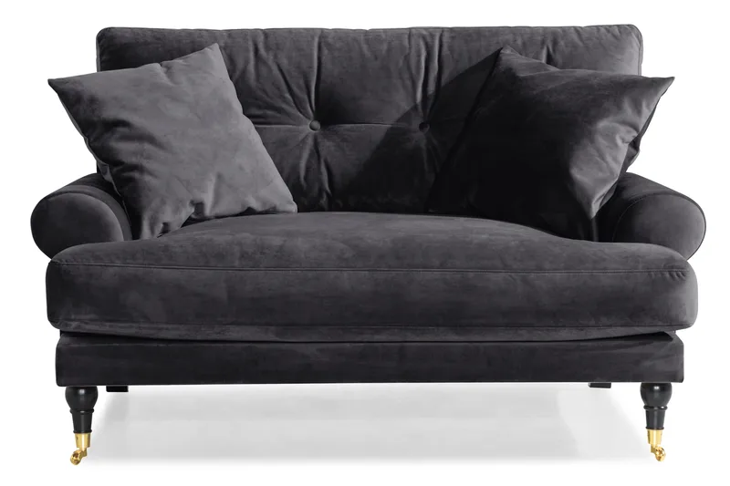 Andrew Loveseat Velour - Mørkegrå/Messing - Møbler - Stole & lænestole - Lænestole