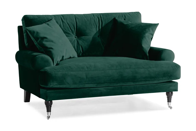 Andrew Loveseat Velour, Mørkegrøn/Krom