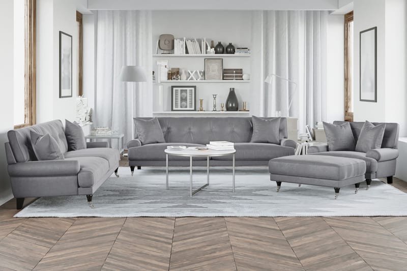 Andrew Loveseat Velour - Sølvgrå/Krom - Møbler - Stole & lænestole - Lænestole