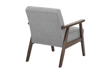 Asnes Retro Stoflænestol med Træben i Valnødde-look - Grå - Møbler - Stole & lænestole - Lænestole