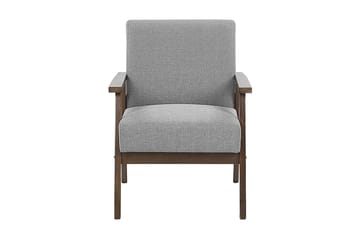 Asnes Retro Stoflænestol med Træben i Valnødde-look - Grå - Møbler - Stole & lænestole - Lænestole