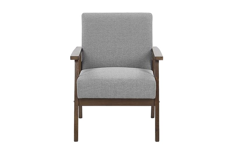 Asnes Retro Stoflænestol med Træben i Valnødde-look - Grå - Møbler - Stole & lænestole - Lænestole